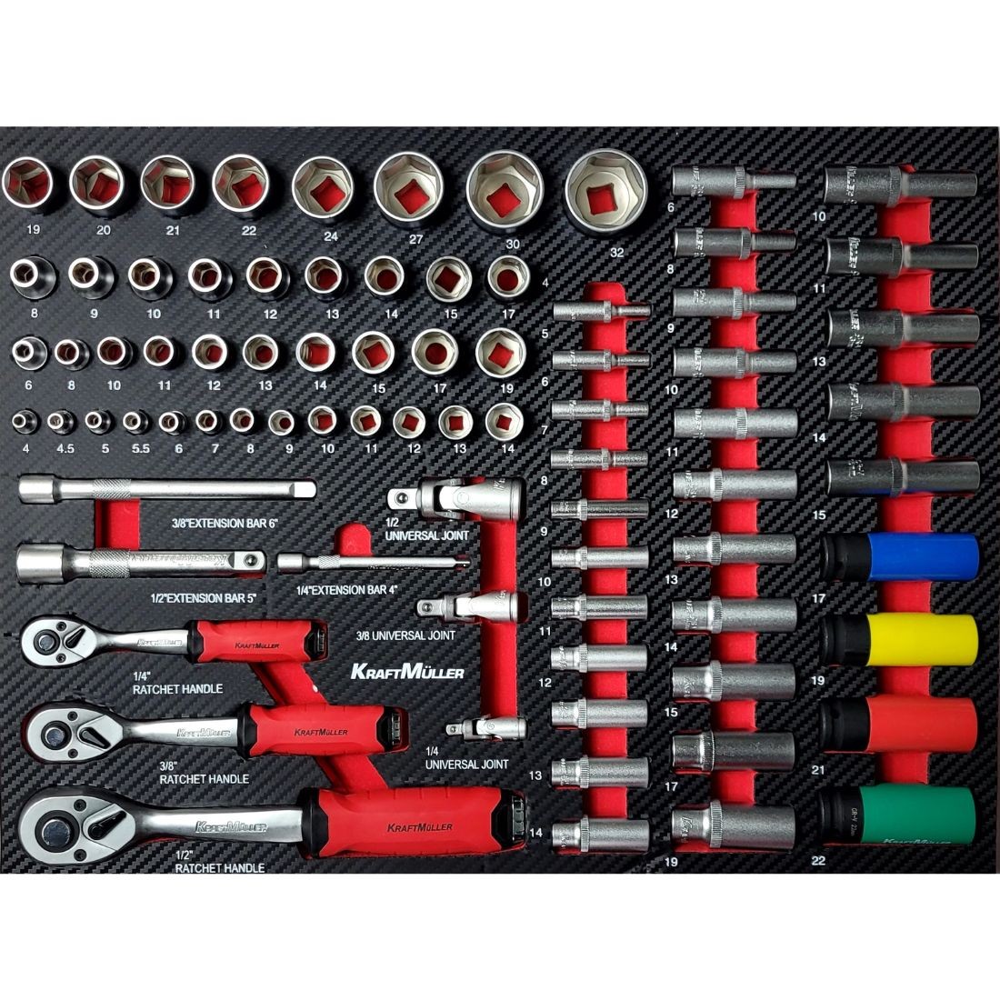 Servante d’Atelier KM-XXL Pro II - 257 Outils, 7 Tiroirs