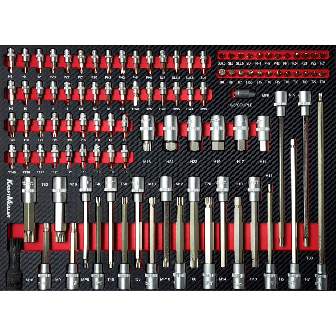 Servante d’Atelier KM-XXL Pro II - 257 Outils, 7 Tiroirs
