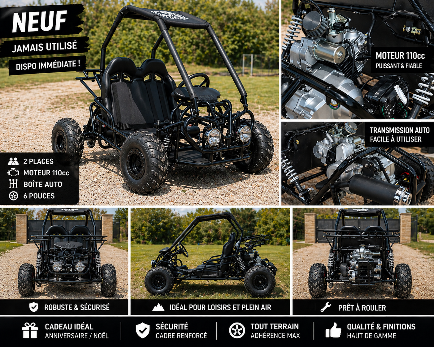 Buggy 110 cc 4 Temps Automatique Rouge – Image 4